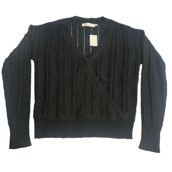 ASTR The Label Faux Wrap Front Pointelle V-Neck Open Knit Pullover Sweat… - Picture 3 of 10